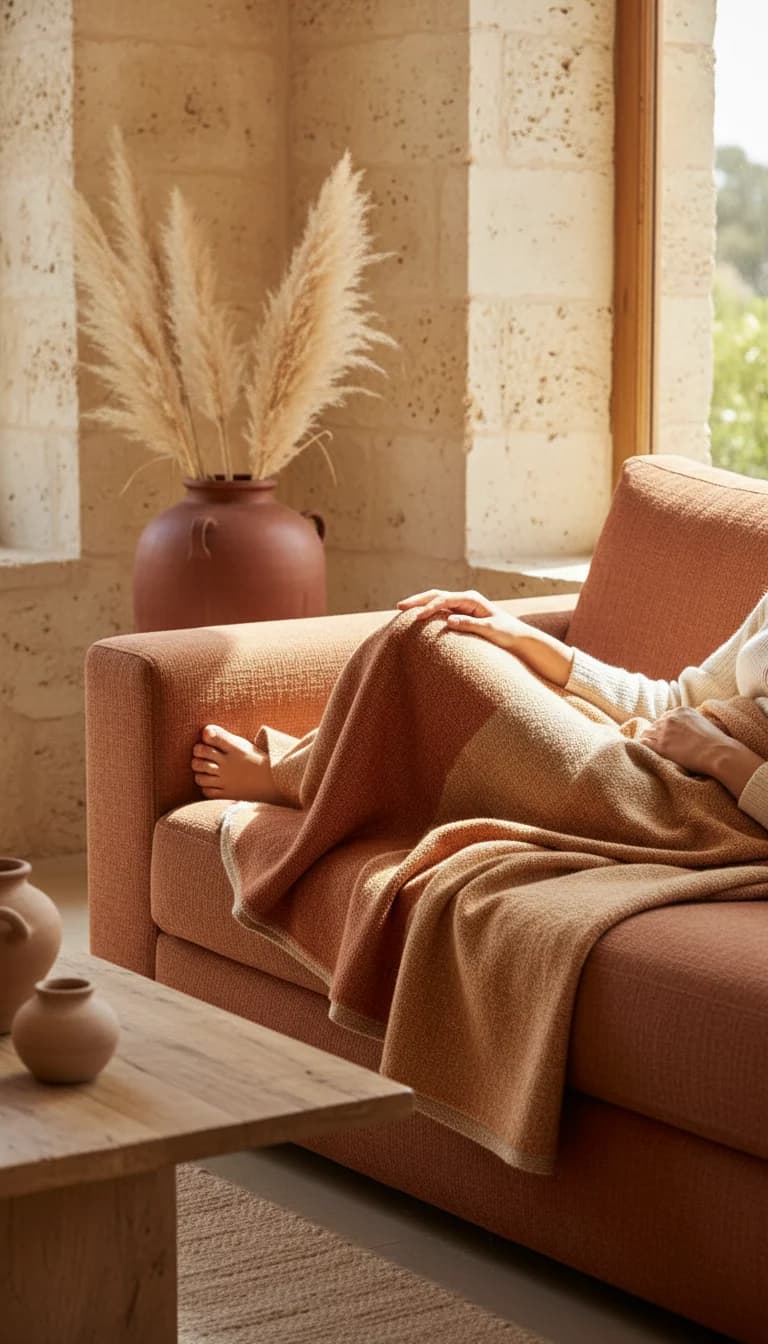 Bamboo Fiber Throw Blanket in use
