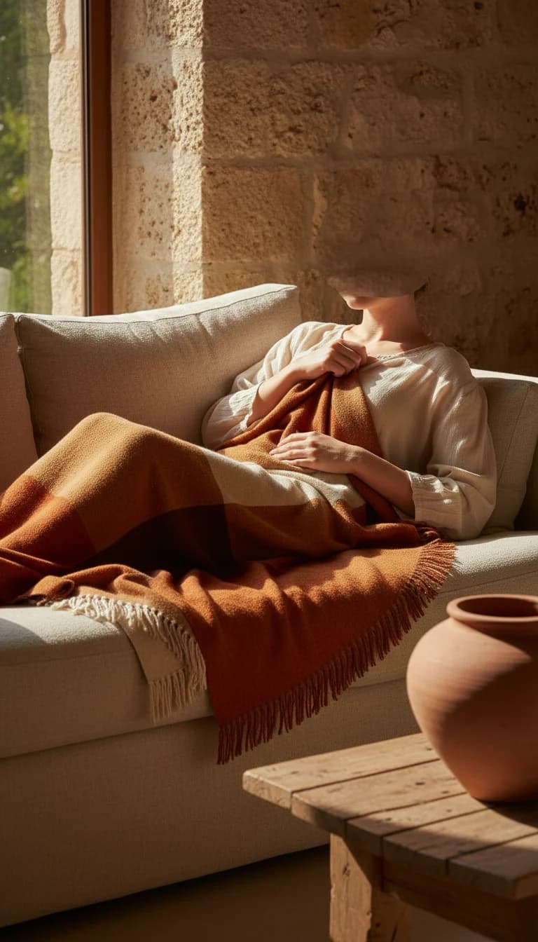Moccasin Throw Blanket in use