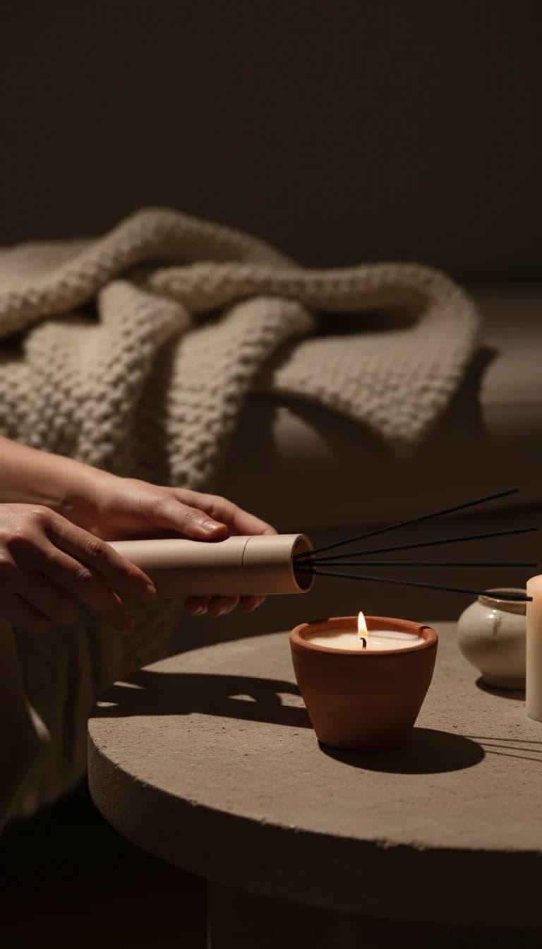 Santorini Fig incense tube in use