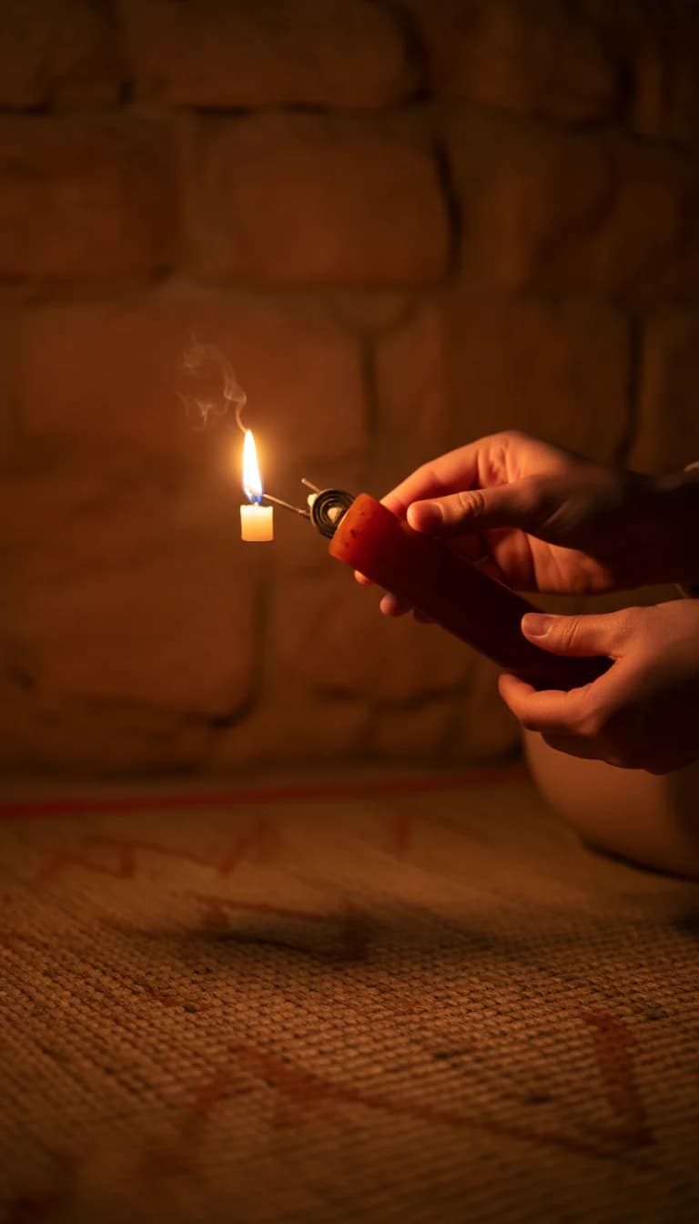 Tibetan Amber incense tube in use