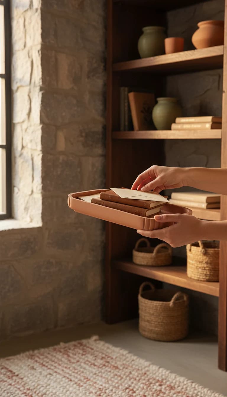 Terracotta Accent Display Tray in use