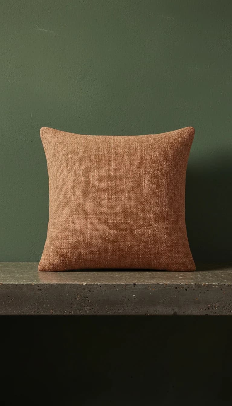 Textured Cushion Cover in Clay in a new setting