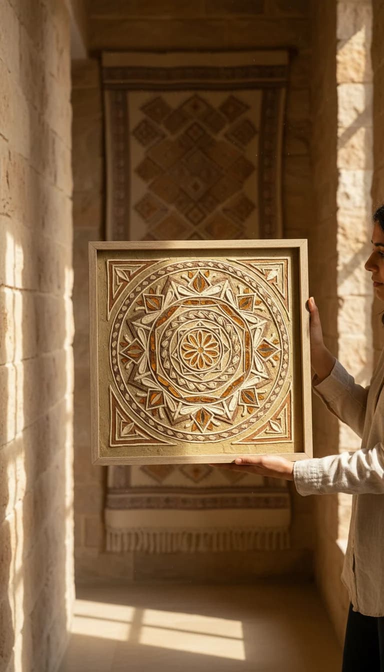 Framed Lippan Mud and Mirror Panel in use