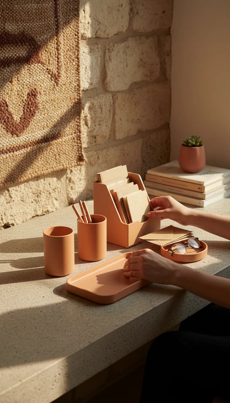 Minimalist Desk Organizers Set in use