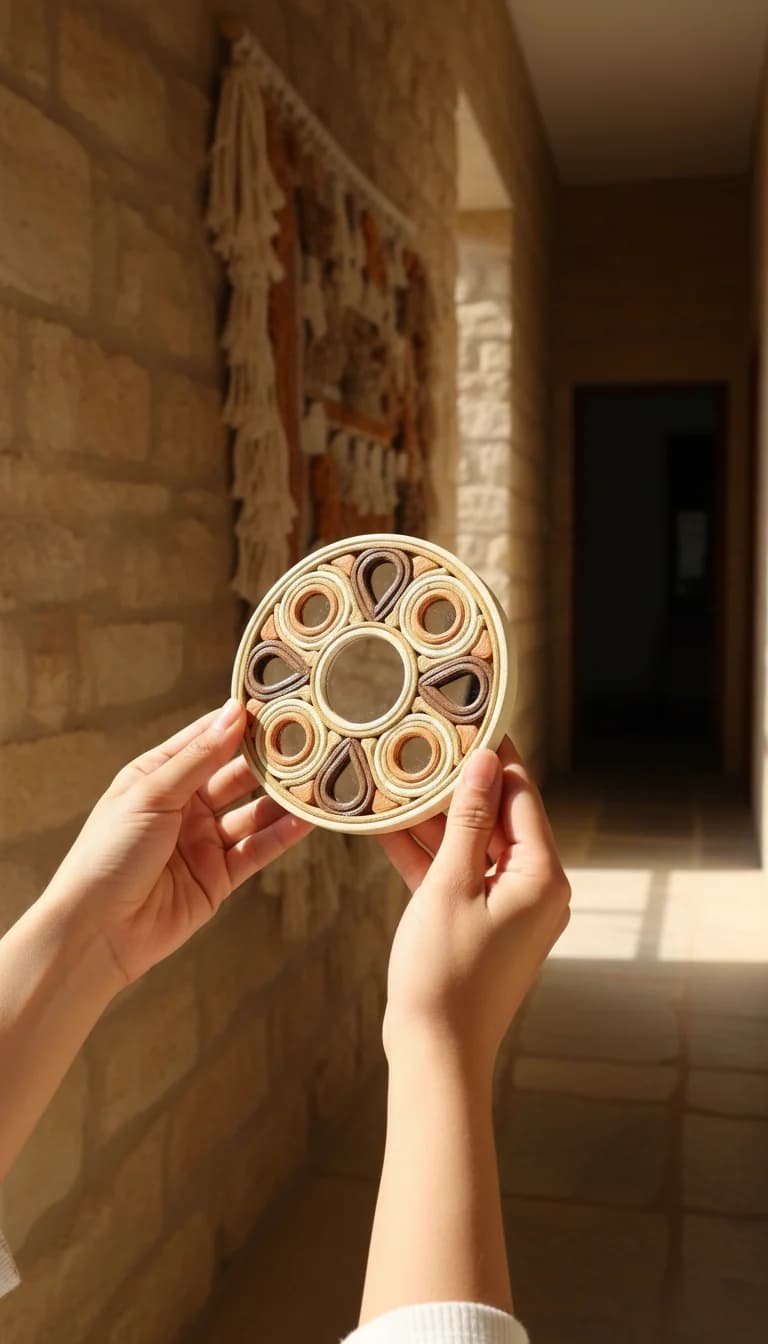 Small Round Lippan Mirror Accent Piece in use