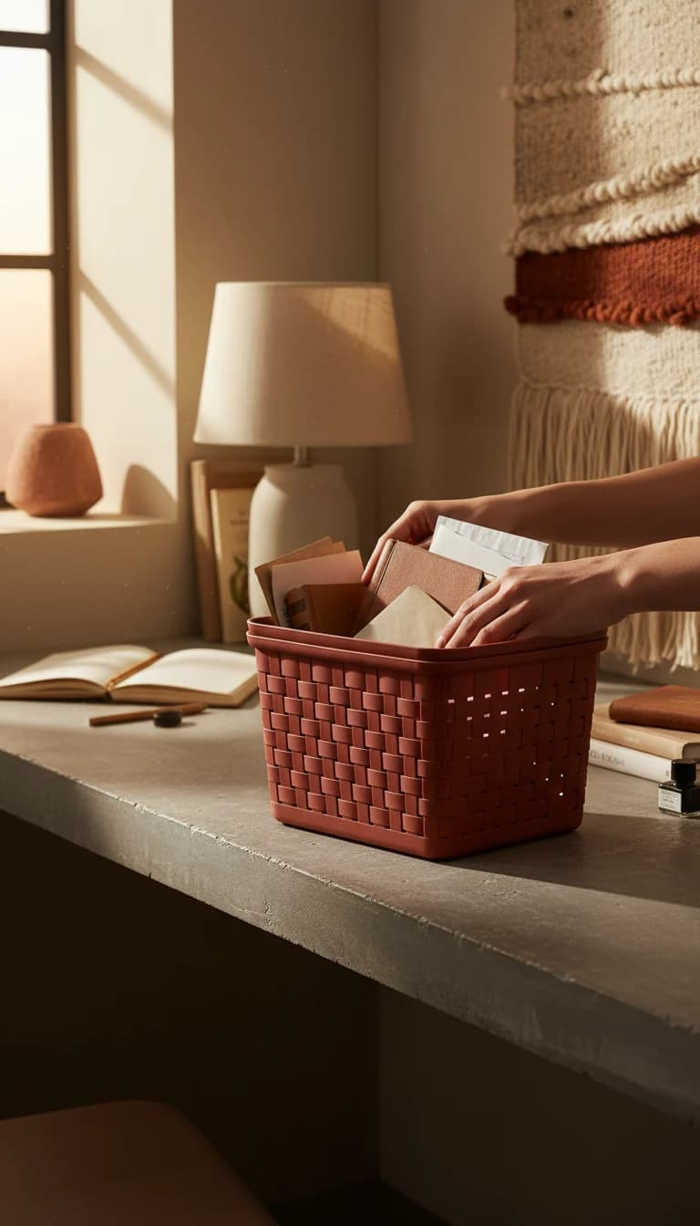 Stackable Storage Basket in use
